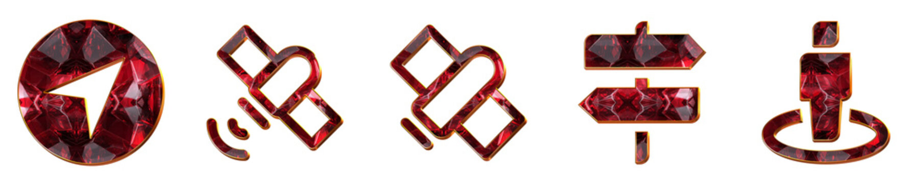 Set 3D translucent navigation, satellite sending signal, satellite, signpost, and street view pictograms. Gps & navigation icon collection and design. Glossy icon illustration.