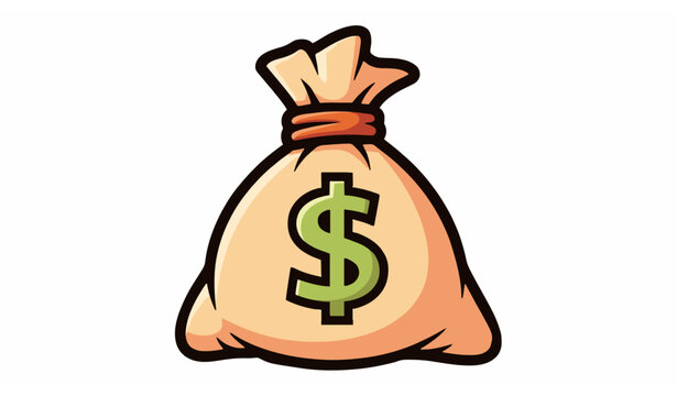 Cartoon Money Bag with Dollar Symbol Vector Illustration Cute Financial Cash Icon Isolated