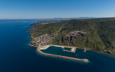 Fototapeta premium Aerial View of Babakale Castle Westernmost Point of Asia and Aegean Coast Canakkale Turkey
