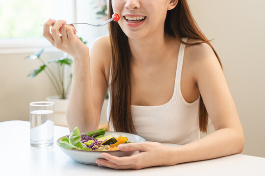 wellness lifestyles eat healthy food for good health concept, Close-up meal of vegan food have variety vegetable and raw freshness produce on the table.