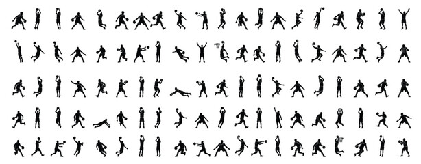 Basketball action poses silhouette collection vector illustration © Panji