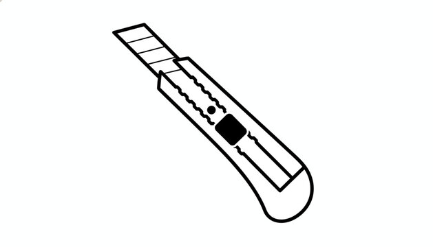 Utility knife, cutter tool, blade instrument, vector graphic