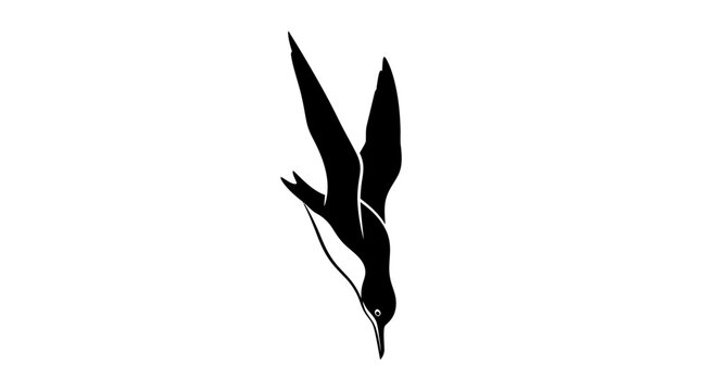 Black Whale Tail Silhouette Vector Icon Isolated on White Background