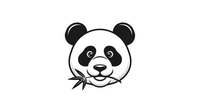 Panda, Giant Panda, Panda face, Panda head, Cute panda, Bamboo leaf, Vector illustration, Panda logo, Animal mascot, Minimalist design, Black and white, Panda icon, Wildlife, Chinese panda, Bear face,