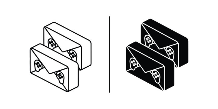 Illustration of two sets of stacked rectangular objects with ghost faces on them