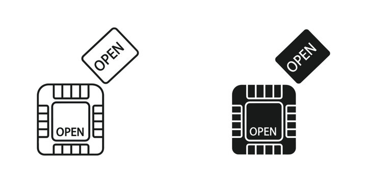 Illustration of open sim cards with open labels in different styles
