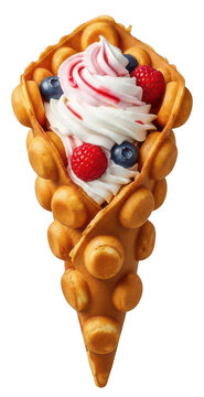Golden bubble waffle png crispy bubble waffle png delicious bubble waffle png isolated transparent background image
