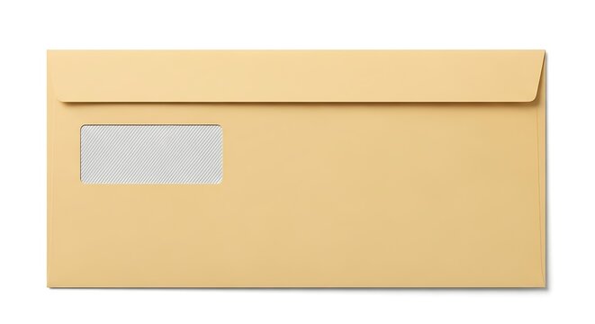 Manila envelope with window and security tint, isolated on white background
