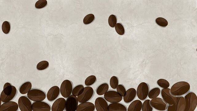 Coffee Beans Falling on Textured Background Animation 4K