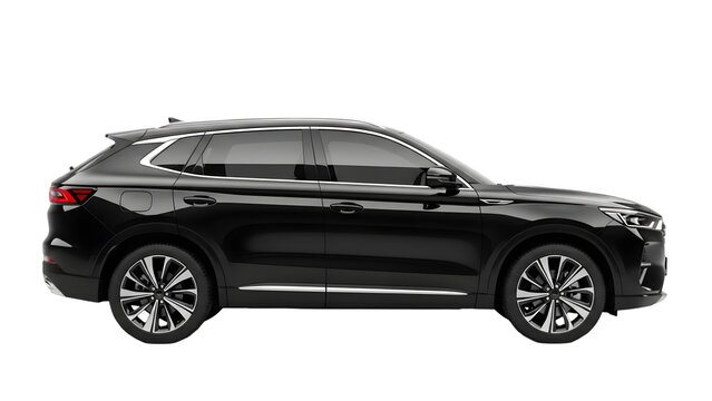 Black suv isolated on transparent background modern automotive design