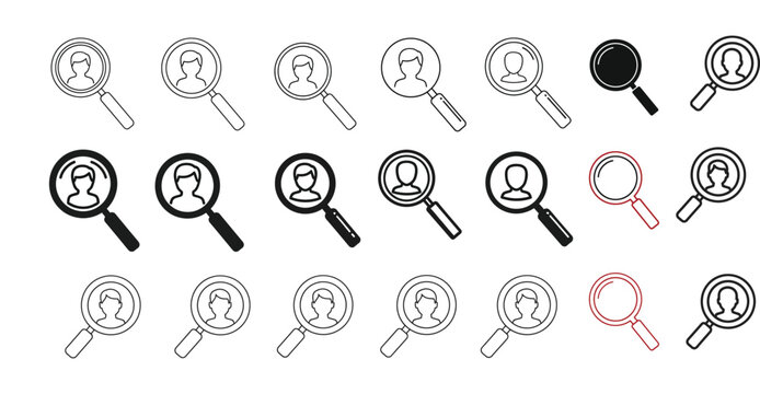 Fingerprint and magnifying glass collection forensic investigation silhouette