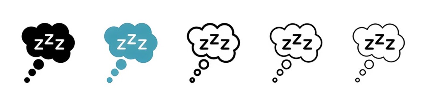 Zzz vector icon set. Zzz sleepy text for UI designs. Thin line customizable illustration. Contour symbol. Vector isolated outline drawing. Editable stroke