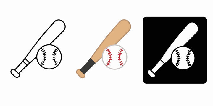 Baseball Graphics Collection Featuring Bats and Balls in Simple Styles