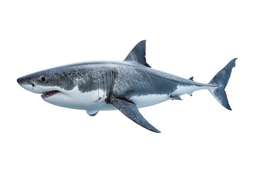 Obraz premium Realistic great white shark swimming isolated on transparent background