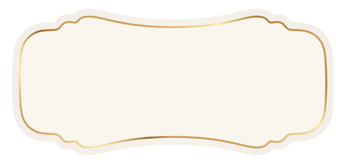 Fototapeta premium Elegant luxury badge with decorated golden border. Vintage label and badge shape for premium certificate, wedding invitation, retro menu, emblems. Template for patch, insignias. Vector illustration