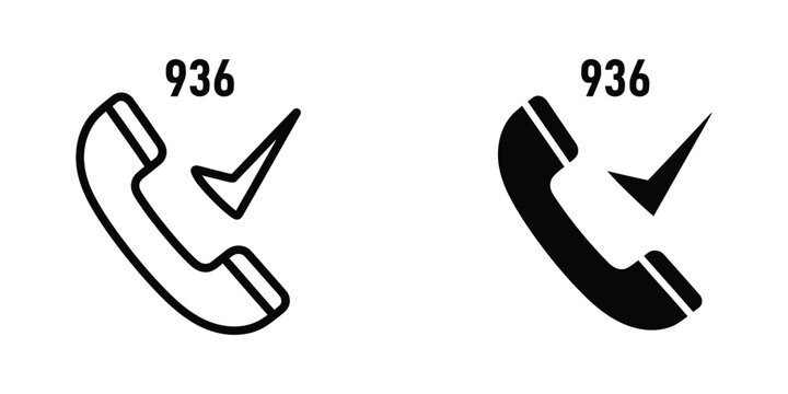 Minimalist phone icon with checkmark and number 936