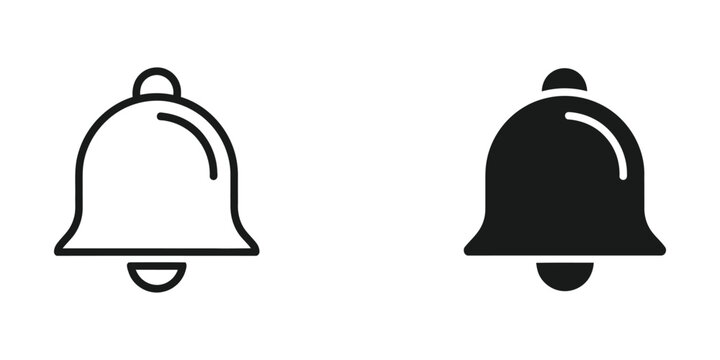 Minimal bell icon in white and black outline style