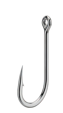 Shiny silver fishing hook png polished fishing hook png metallic fishing hook isolated transparent background image