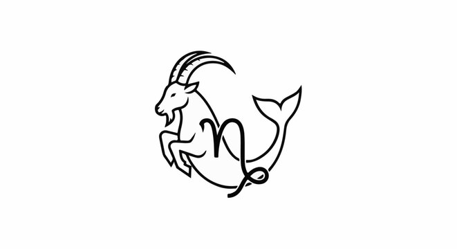 Stylized outline of a sea-goat, a mythical creature with goat horns and fish tail