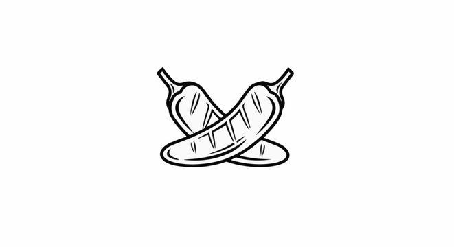 Stylized illustration of two crossed hot dogs with grill marks