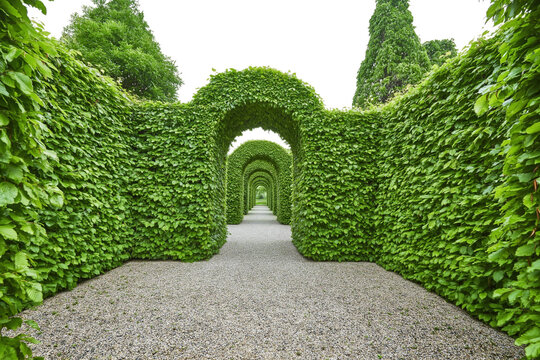Lush Green Garden Pathway with Arches