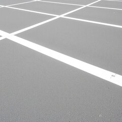 Fototapeta premium White line marking a parking space on a gray concrete lot, parking, white