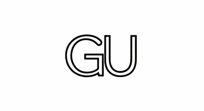 Bold black outline of two white letters, G and U, centered