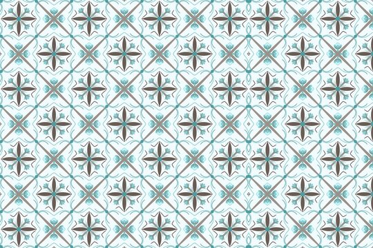 Vintage Moroccan Tile Pattern with Geometric and Floral Motifs