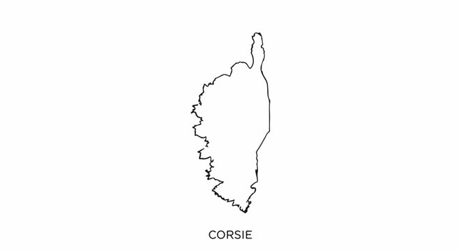 Outline map of Corsica island with its name labeled below
