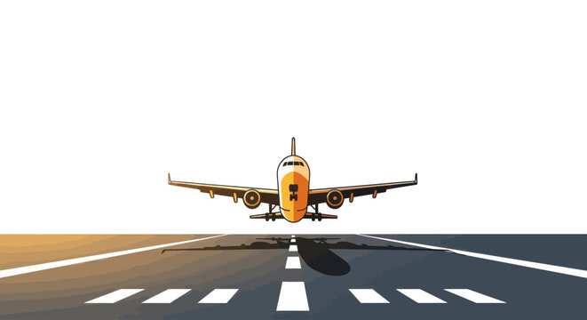 airplane landing vector illustration