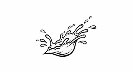 Fototapeta premium Black and white stylized illustration of liquid splashing with drops