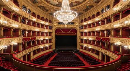 Obraz premium Interior of a luxurious opera house with a chandelier