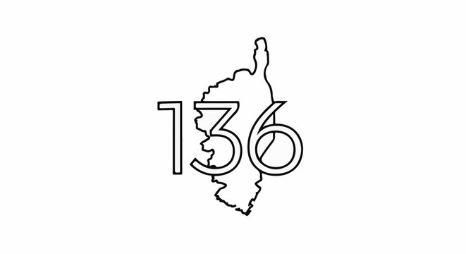 Island outline with overlaid numbers 136