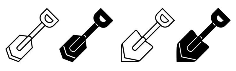 Silhouette of shovel icon illustration on white background. Shovel icon set for business. Stock vector.  © Ahmd