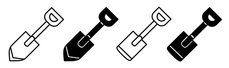 Silhouette of shovel icon illustration on white background. Shovel icon set for business. Stock vector.  © Ahmd