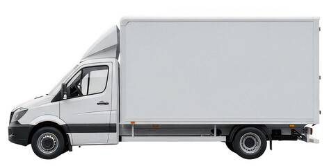White delivery truck png side view cutout commercial box truck png isolated transparent background image © illustration