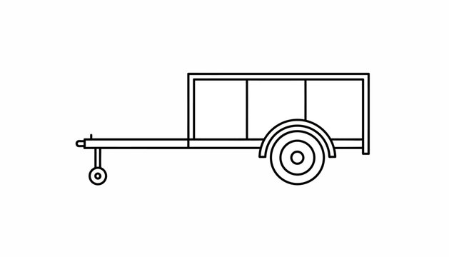 Trailer icon, cargo trailer, utility trailer, vehicle illustration, line art