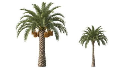 Obraz premium Phoenix dactylifera date palm frontal medium and small isolated png on a transparent background premium cutout