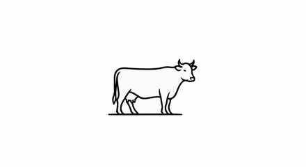 Fototapeta premium Minimalist line art illustration of a cow on a white background