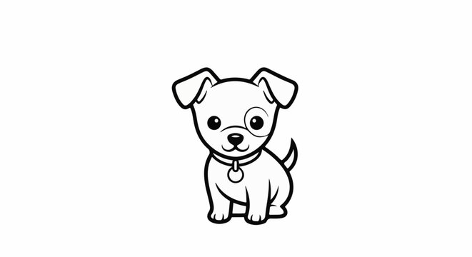 A simplified cartoon illustration of a small dog with floppy ears