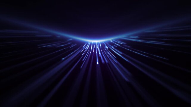 Streaming digital fiber optic light data nodes tech background. Communications and connections concept. Full HD and looping technology motion background animation.