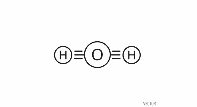 Simplified atomic structure diagram showing oxygen bonded to two hydrogen atoms