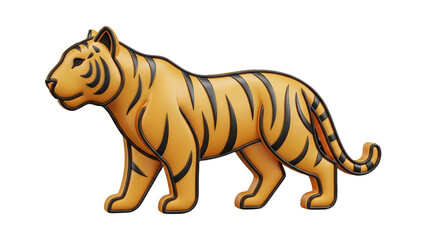 Obraz premium 3D Cartoon Tiger Standing Isolated On Black Background For Wildlife Concepts