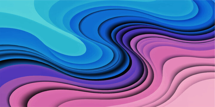 Abstract blue and colorful background featuring digital art with light swirls, purple waves, and a spiraling water vortex pattern in a motion-filled backdrop of curved lines and textured circles