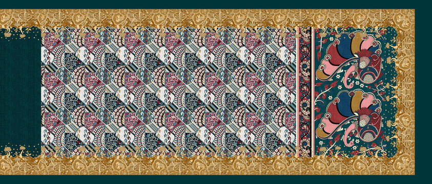 kalamkari unique saree design pattren  with border.
