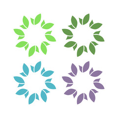 Fototapeta premium BOTANICAL GREEN LEAVES SIGN SYMBOL LOGO VECTOR ISOLATED ON WHITE