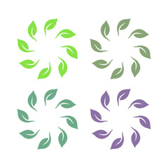 Fototapeta premium BOTANICAL GREEN LEAVES SIGN SYMBOL LOGO VECTOR ISOLATED ON WHITE