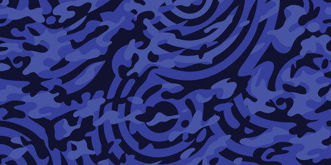 Blue Abstract Camouflage Pattern – Liquid Texture Background. © zixu