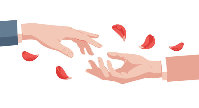 People observe Parkinson Day with hands exchanging rose petals in a symbolic gesture of support and awareness for the disease in a supportive environment.
