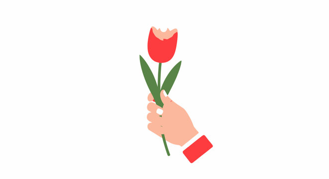 A hand holding a red tulip on Parkinson's Day to raise awareness for the cause with flowers and support.
